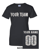 CUSTOM Women's GLITTER Flake T-Shirt Jersey Personalized ANY Name Number Color