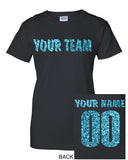 CUSTOM Women's GLITTER Flake T-Shirt Jersey Personalized ANY Name Number Color