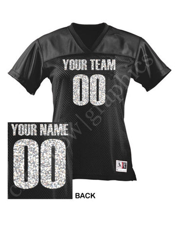 CUSTOM Women's Football Jersey ANY Color Personalized GLITTER Numbers Name & Team