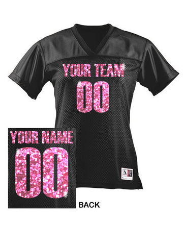 CUSTOM Women's Football Jersey ANY Color Personalized GLITTER
