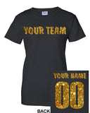 CUSTOM Women's GLITTER Flake T-Shirt Jersey Personalized ANY Name Number Color