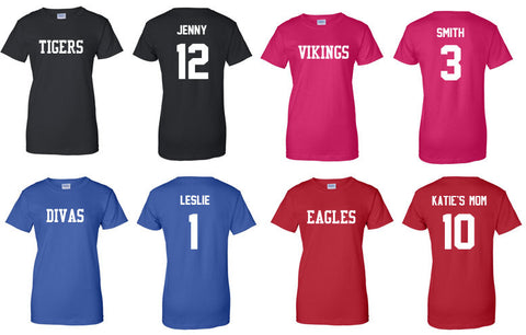 CUSTOM Women's T-Shirt Jersey Personalized ANY Name Number Color Cute –  Crossbow Graphics